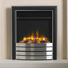 Load image into Gallery viewer, Charlton & Jenrick Inset 16" Electric Fire 4D Ecoflame with Satin/Black Elite Fascia