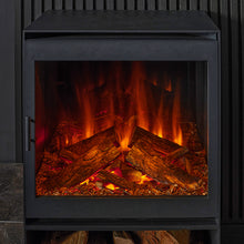 Load image into Gallery viewer, British Fires New Forest Cube Electric Stove | Contemporary Electric Stove with Deluxe Real Logs