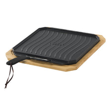 Load image into Gallery viewer, Cozze Large Reversible Cast Iron Pan with Wooden Tray
