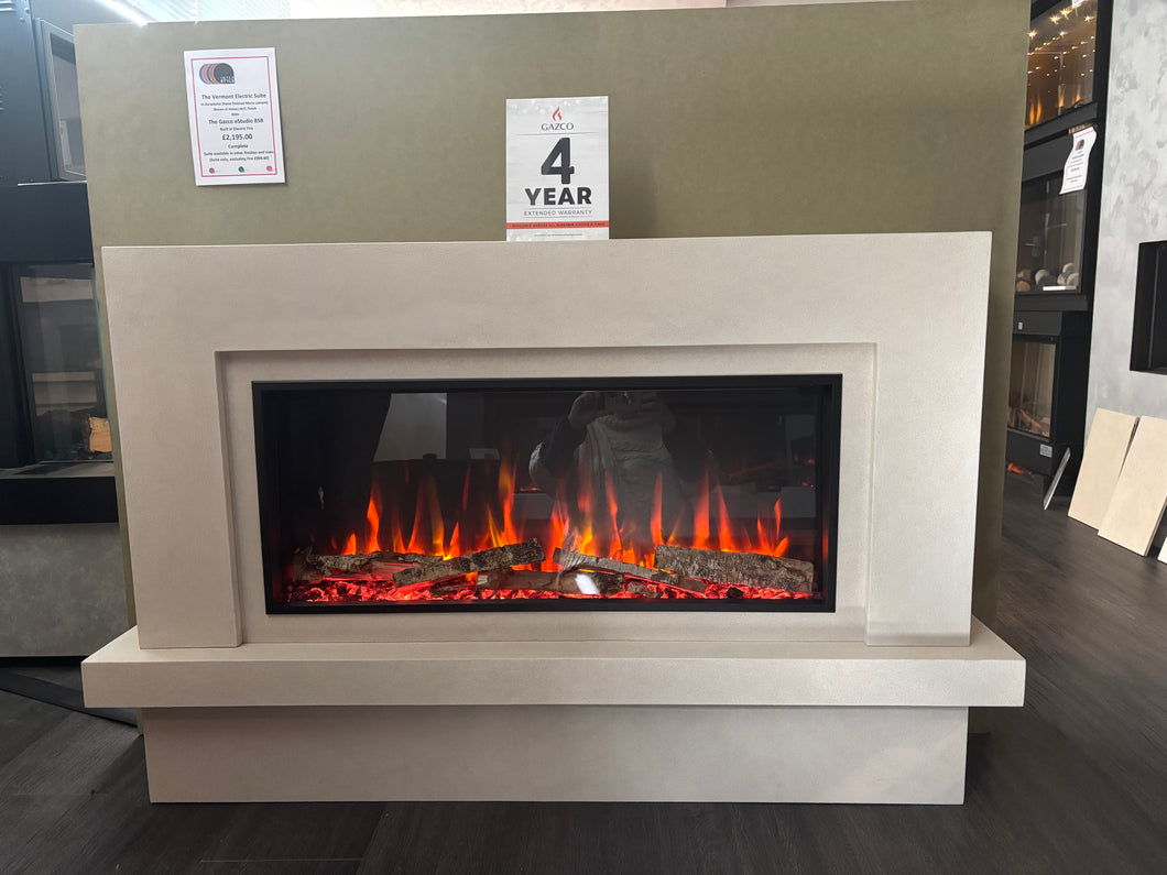 Vermont 85R Micro Cement in Honey Medium Course Fireplace Suite