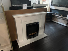 Load image into Gallery viewer, Charlton Micro Cement Fireplace in White with hidden storage

