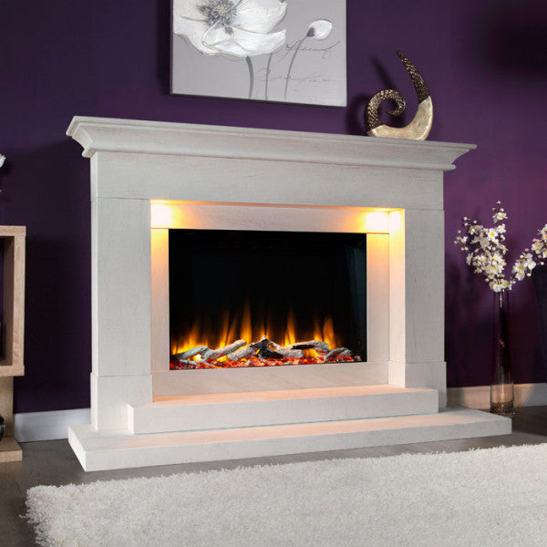 Celsi Ultiflame VR Aleesia Illumia Limestone Electric Fireplace Suite - Interstyle